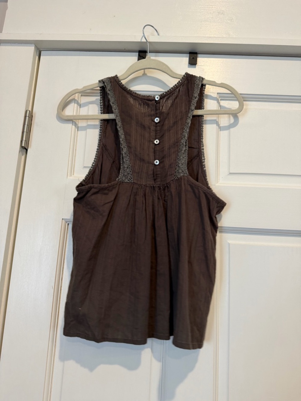 Roxy Brown Sleeveless Embroidered Camisole Linen Beachy - Picture 3 of 3